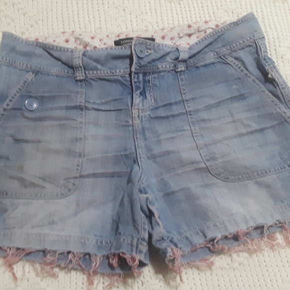 London Jean Denim Jean Shorts Cutoffs W/Pink Thread SZ-10 (T-395) - Picture 3 of 8